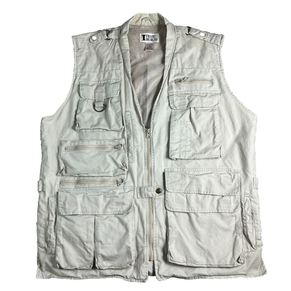Vintage Woolrich Trail Designs Utility Fishing Photography Cargo Vest  Size XL